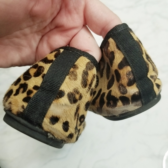 Lands End Ballerina Flats Animal cheetah Print Calf Hair bow accents 8.5 USED - Picture 7 of 15